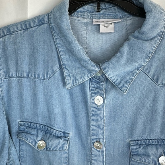 Soft Surroundings Sky Blue Denim Shirt - Picture 11 of 15